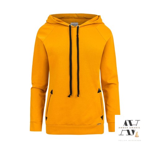 Bluza z kapturem i kieszonkami - kolor musztardowy