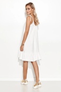 MILIA – śmietankowa sukienka z falbaną i wiązaniami