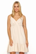 CALISSA – beżowa sukienka z wiązanymi ramiączkami