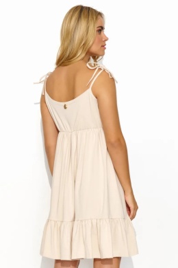 CALISSA – beżowa sukienka z wiązanymi ramiączkami