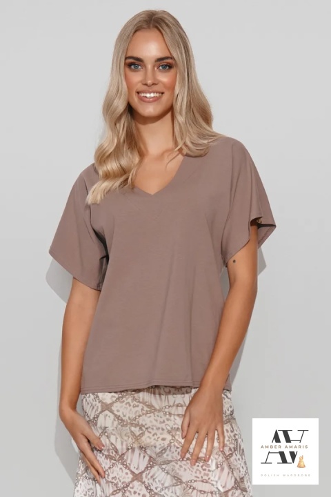 Bluzka damska oversize mokka Bluzka damska oversize mokka