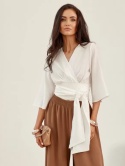 FLAVIA – bluzka ecru wiązana w pasie