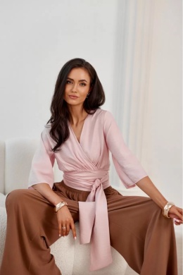 FLAVIA – bluzka wiązana w pasie w kolorze pudrowego różu