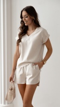 AMARA – beżowy lniany komplet letni