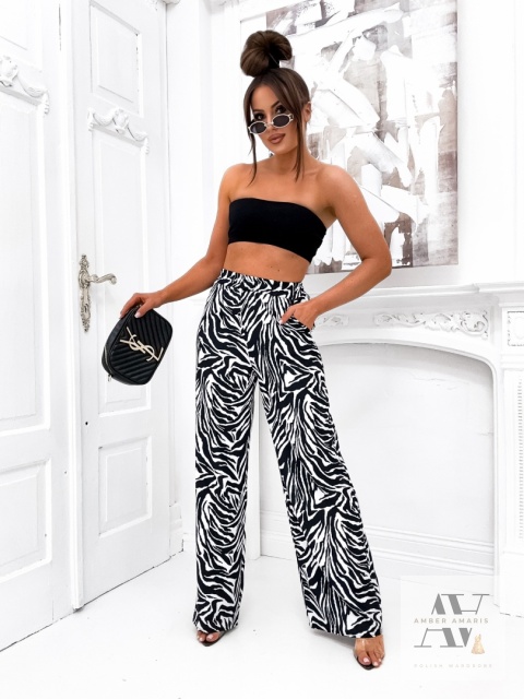 Luźne spodnie w zwierzęcy wzór Zebra