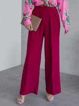 CLARA — Spodnie bordowe z wysokim stanem