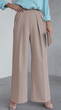 CLARA — Spodnie beżowe z wysokim stanem