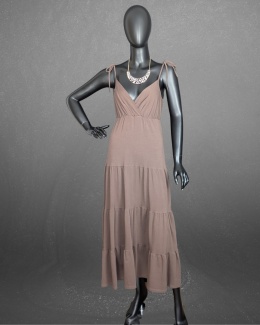 FIORA – czekoladowa sukienka z falbanami