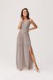 ELINA – beżowa szyfonowa sukienka maxi w kolorze