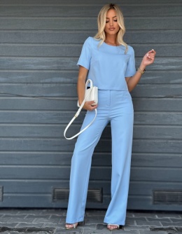 SIENA – komplet niebieski z bluzką oversize i spodniami z wysokim stanem