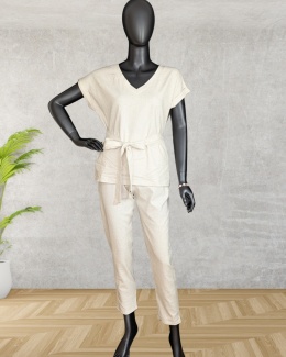 SAVANNA – Komplet lniany beżowy