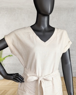 SAVANNA – Komplet lniany beżowy