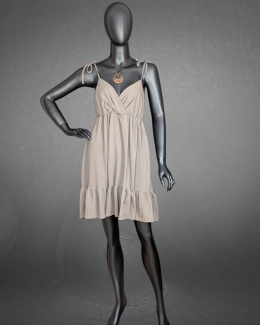 CALISSA – sukienka w odcieniu ziemi z wiązanymi ramiączkami