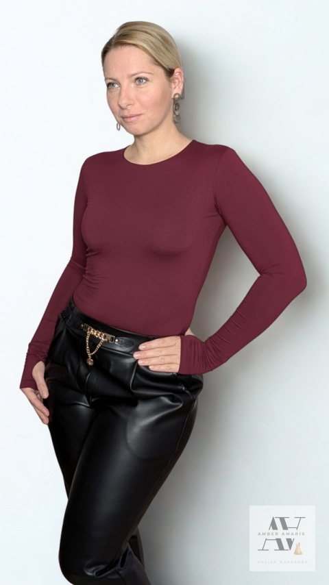 Bluzka INGRID bordowa – nowoczesna klasyka z nutą elegancji