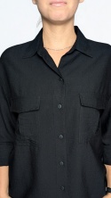 ELIZA – czarna koszula luźna pudełkowa z kieszonką