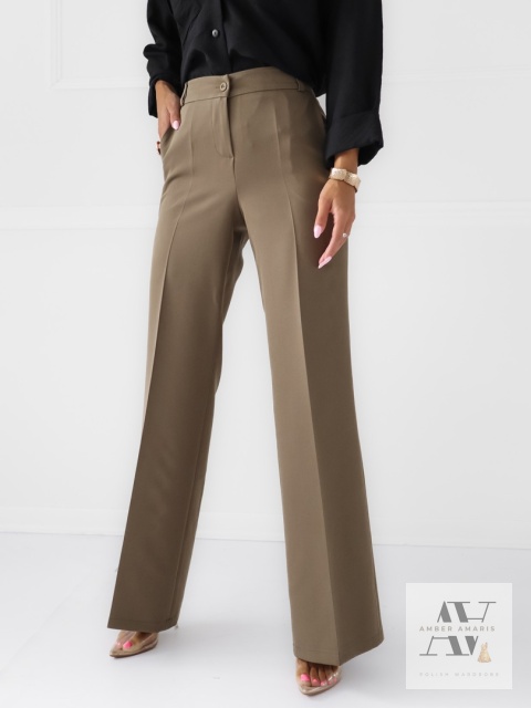 LIVIA – spodnie szwedy khaki z wysokim stanem