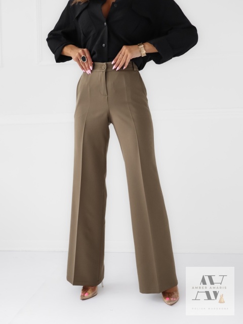 LIVIA – spodnie szwedy khaki z wysokim stanem