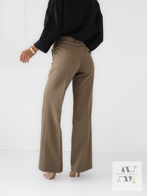 LIVIA – spodnie szwedy khaki z wysokim stanem