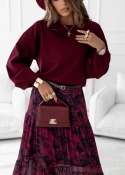 MIRELLA – bordowa bluza z bufkami i obniżoną linią ramion