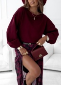 MIRELLA – bordowa bluza z bufkami i obniżoną linią ramion