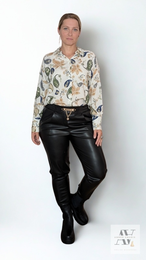 NOELLE – koszula ecru z wiskozy ze złotymi guzikami