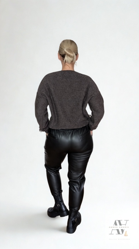 Sweter LORRA – miękki komfort z nutą boho szary melanż