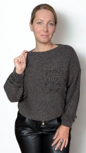 LORRA – miękki sweter boho szary melanż