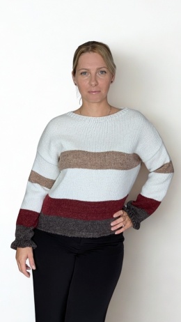 ARIA – sweter caffe bordeaux w paski