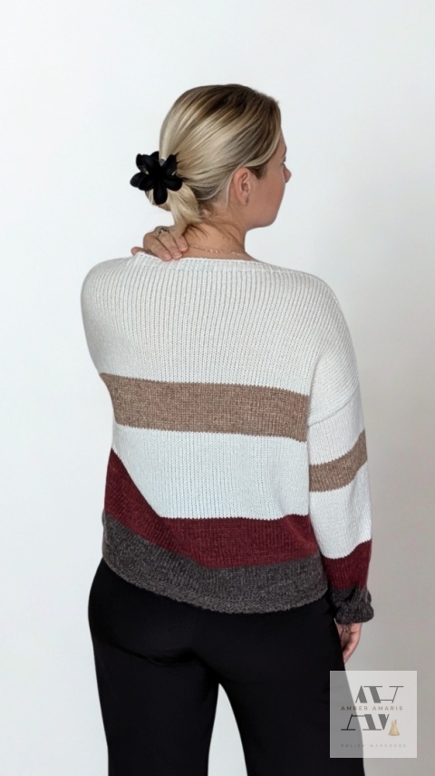 Sweter ARIA caffe bordeaux – ciepło, styl i wygoda w jednym