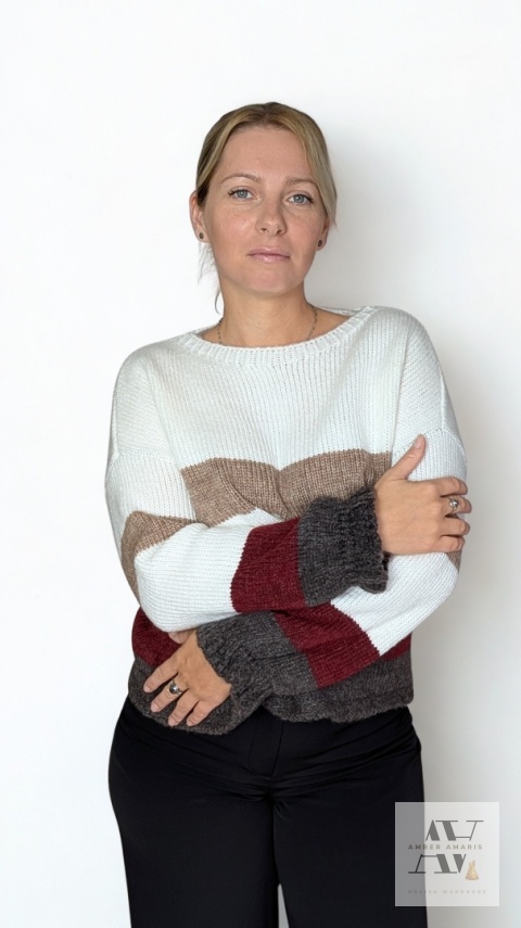 Sweter ARIA caffe bordeaux – ciepło, styl i wygoda w jednym