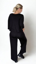 SERENA – czarny komplet dwuczęściowy: bluzka oversize + spodnie wide-leg z wysokim stanem
