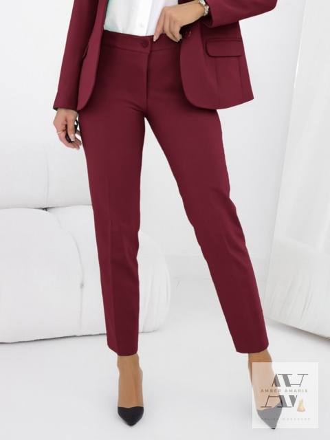 VERA – bordowe spodnie cygaretki 7/8 z kantem