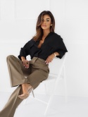 ZESTAW Czarna koszula ELIZA + spodnie LIVIA khaki