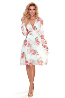 FRANCES – sukienka szyfonowa z długim rękawem | malwy