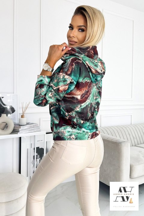 Bluza kangurka z kapturem - turkusowo-brązowy marmur Bluza kangurka z kapturem - turkusowo-brązowy marmur
