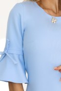 NEVA – trapezowa sukienka z rozkloszowanymi rękawkami | błękitna