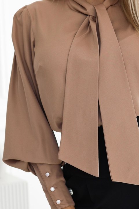 CARAMELLO - biznesowa bluzka z długim rękawkiem | mocha mousse