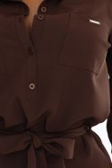 CAMILLE – szmizjerka z wiązaniem w talii | czekolada