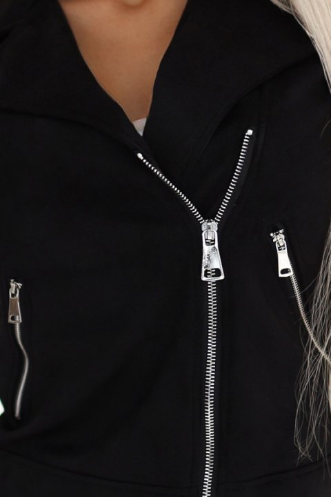 RAMONESKA - zamszowa z długim rękawkiem i zamkami | czarna