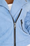 RAMONESKA - zamszowa z długim rękawkiem i zamkami | błękitny