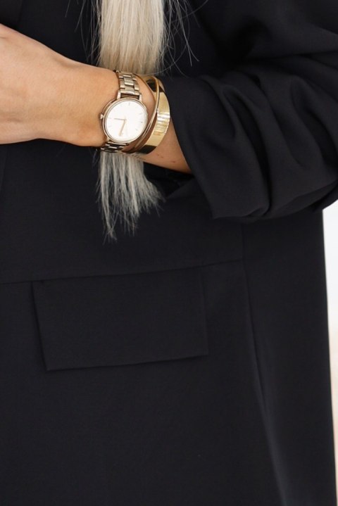 MARYNARKA - klasyczna z poduszkami na ramionach | czarna