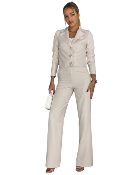 AMARYLIS – beżowy komplet garniturowy ze złotymi guzikami