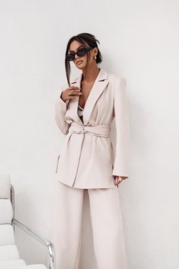 ELENA S/M beżowy garnitur damski – marynarka i spodnie