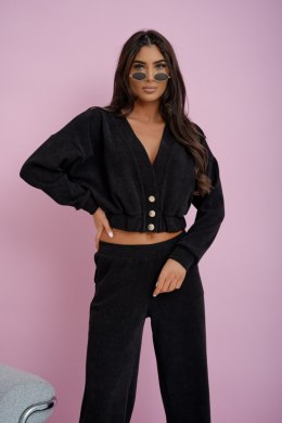 LUMI komplet XS/S czarny bawełniany sztruks