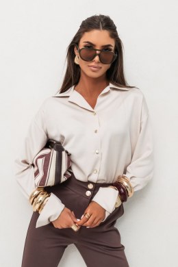 Koszula satynowa damska beżowa EMILY | M