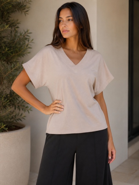 AMELIA – Beżowa bluzka oversize
