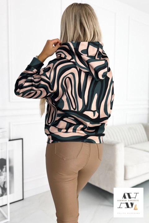 Bluza kangurka z kapturem - zielono-beżowe fale Bluza kangurka z kapturem - zielono-beżowe fale