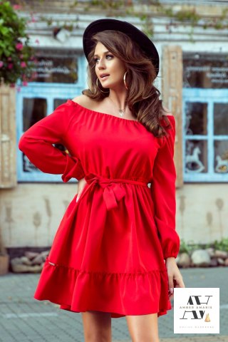 DAISY Sukienka z falbankami - CZERWONA