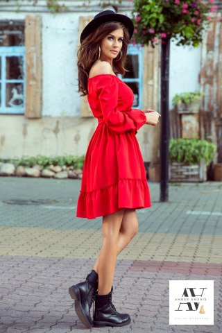 DAISY Sukienka z falbankami - CZERWONA