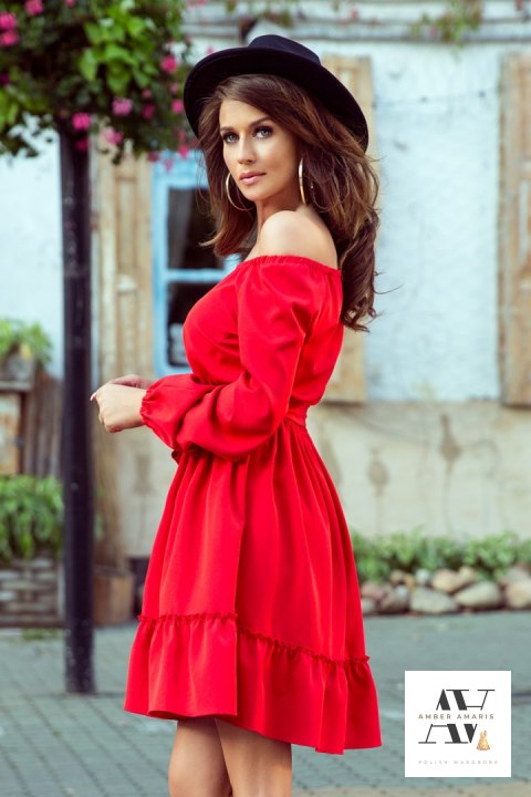 DAISY Sukienka z falbankami - CZERWONA DAISY Sukienka z falbankami - CZERWONA